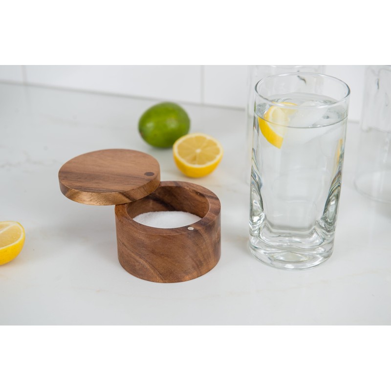Lipper International Acacia Wood Salt or Spice Box with Swivel