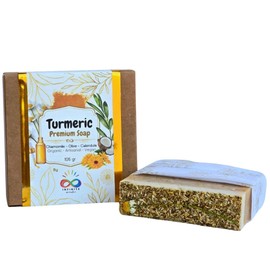 INFINITE WONDER Turmeric Premium Soap. Jabón de cúrcuma esencial, 100% orgánico, artesanal y vegano. Barra humectante para todo tipo de piel. Cara y cuerpo. Regalo madres, ejecutivo, cumpleaños, mujeres y hombres.