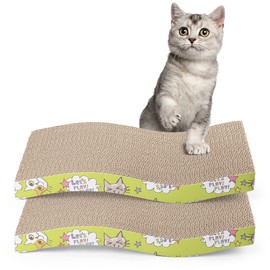 PrimePets Cat Scratchers Cardboard, S Shape Cat Scratch Pad, Cat Scratching, Corrugated Board Reversible with Catnip for Indoor Cats