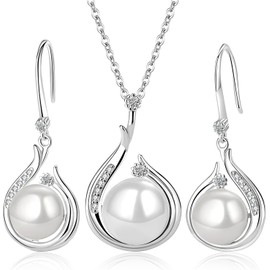 Lukovee Set de Joyería de Perlas para Mujer con Caja de Regalo, Juego de 3PCS Collar y Aretes para Mujer, Regalo de Boda Cumpleaños de San Valentín para Mamá Esposa Amante