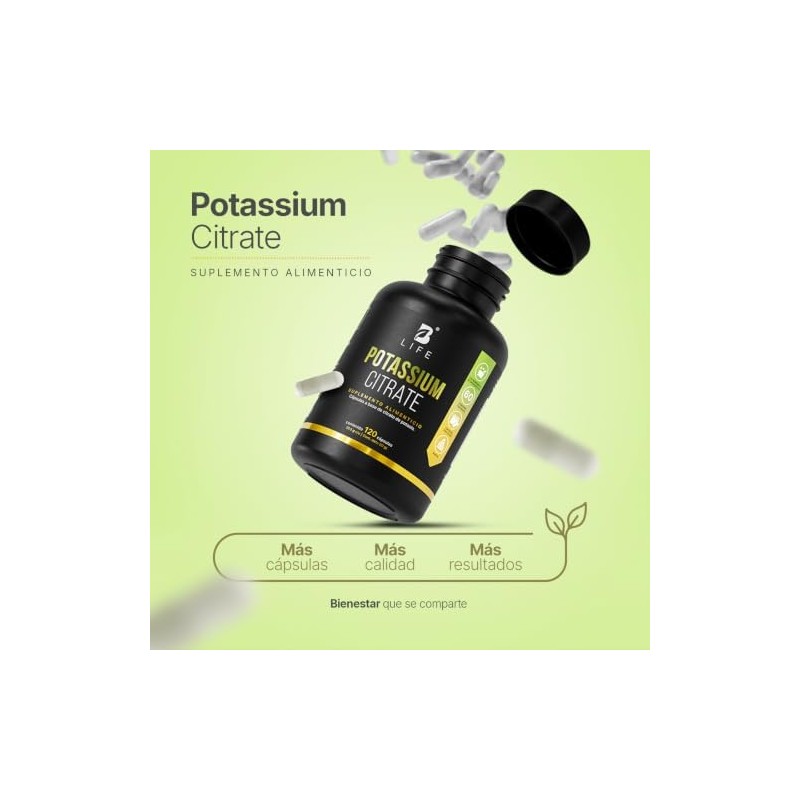 B Life Citrato de Potasio 120 cápsulas con 800mg de