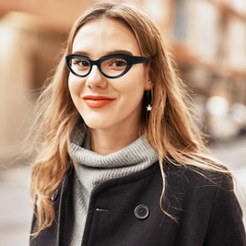 DXYXYO 3 Pack Cat Eye Reading Glasses for Women 2.0, Stylish Thick Blue Light Blocking Readers with Spring Hinge, Black+leopard+green