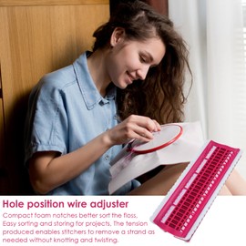 Embroidery Thread Organiser 50 Positions Cross Stitch Thread Holder, Embroidery Floss Organiser, Embroidery Thread Organiser, Practical Embroidery Floss Organiser, Cross Stitch Tool, PU Material, Pink