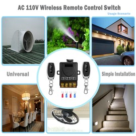 RPTCOTU Wireless Remote Switch 110 V, AC 110V/120V/240V/30A Wireless Remote Relay Switch with Control Distance up to 328 feet for Smart Home, Water Pump, AC Electrical Equipment. (AC 30A).