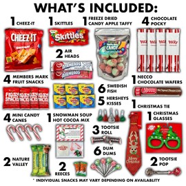 Fun Flavors Box Christmas Variety Pack Gift Basket Care Package 50 Count Stocking Stuffers Candy