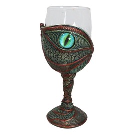 Ebros Gift Fantasy Draconian Alchemy Eye Of The Dragon Gaze Wine Glass Goblet Chalice 7oz Capacity Figurine Resin Evil Eye Of Sauron Dungeons And Dragons Decor