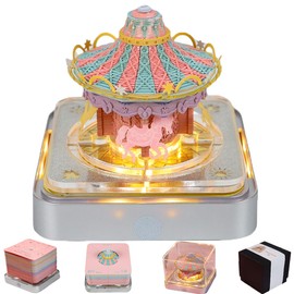 3D Calendar 2025, Time Piece Calendar 2025, Creative 3D Memo Pad Calendar, Desk Calendar With LED Lights, Art Calendar Sculpture, DIY Paper Carving Art Sticky Note Desktop Decoration Gift (Romantic Carousel)