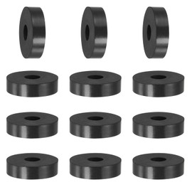 YELARXI Rubber Spacer, Thick Rubber Bushing Washers Anti Vibration Spacer Round Isolation Pads, 0.8" x 0.2" x 0.2"(20 x 6 x 5 mm) Fit for Hardware Home Car Accessories (12 Pack, Black)