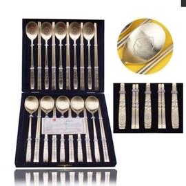 (JQ) Inlaid Cutlery Set Wedding Supplies Titanium 10-Person Set / (제이큐)상감 수저세트 혼수용품 티타늄10인세트