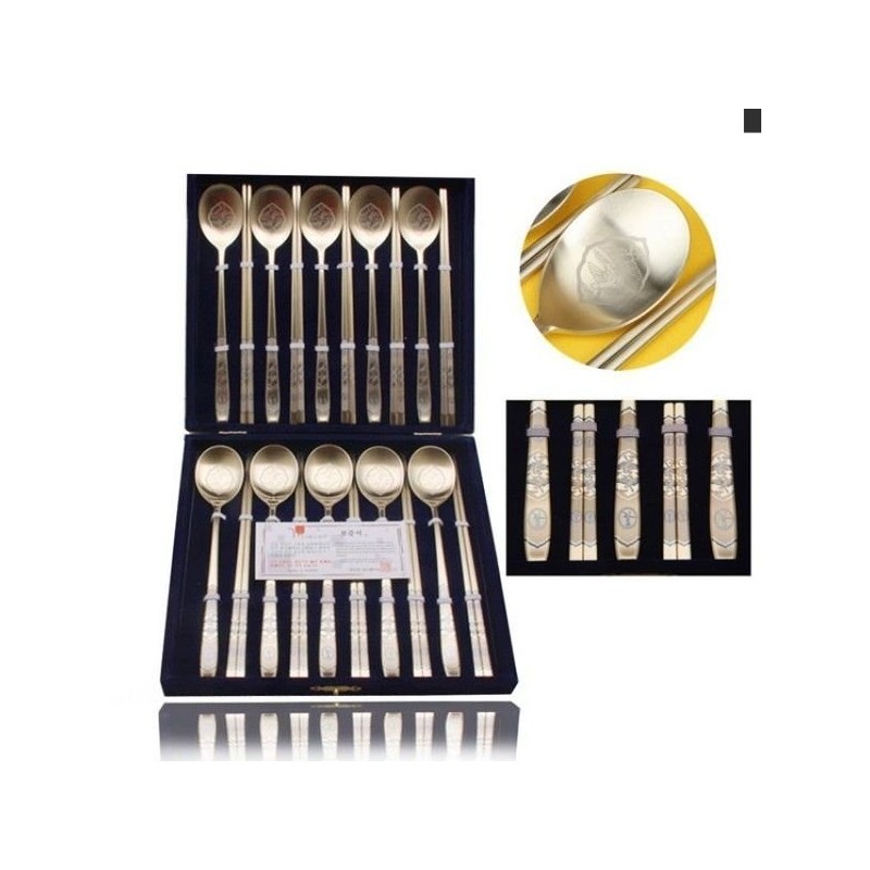 (JQ) Inlaid Cutlery Set Wedding Supplies Titanium 10-Person Set /