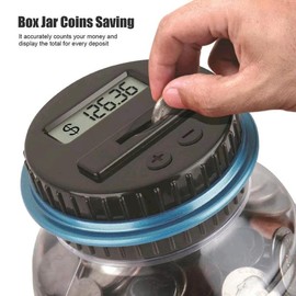 Electronic Coin Bank - Digital Display for Coin Savings, Accurate Money Counting, Reusable, Ideal for Piggy Banks - Decor - Color: Black