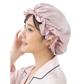 SEAWIND Silk Night Cap for Short Hair, 22 Momme, Silk Cap, Natural Silk, Moisturizing and Beautiful Hair, pink, (rose pink), M