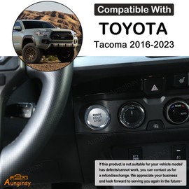 Aunginsy Engine Start Stop Push Button Switch Sticker Cover Compatible with Toyota Tacoma 2016-2023 Aluminum Alloy Key Ignition Starter Switch Knob Decorative Ring Trim Sticker Interior Accessories