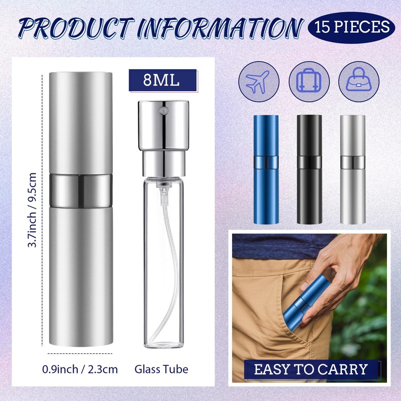 Remerry 15 Pcs 8 ml Perfume Atomizer Refillable Small Perfume
