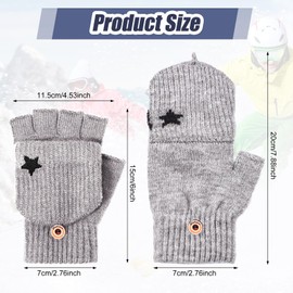 ShinyMatch 3 Pair Thermal Knitted Convertible Mittens for Women and Men Warm Winter Knitted Convertible Fingerless Gloves(Dark Gray, Dark Blue, Green)