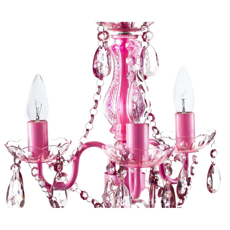 The Original Gypsy 3-Light Plug-in Crystal Swag Chandelier, Pink
