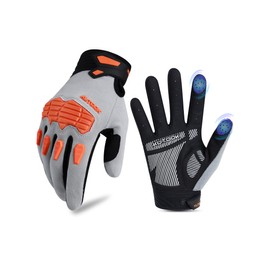 KUTOOK Moutain Bike Gloves for Men Cycling Dirt Bike Accessories Padded Palm Fullfinger Gloves MTB Biking Bicycle Motorbike Street Bike Grey M