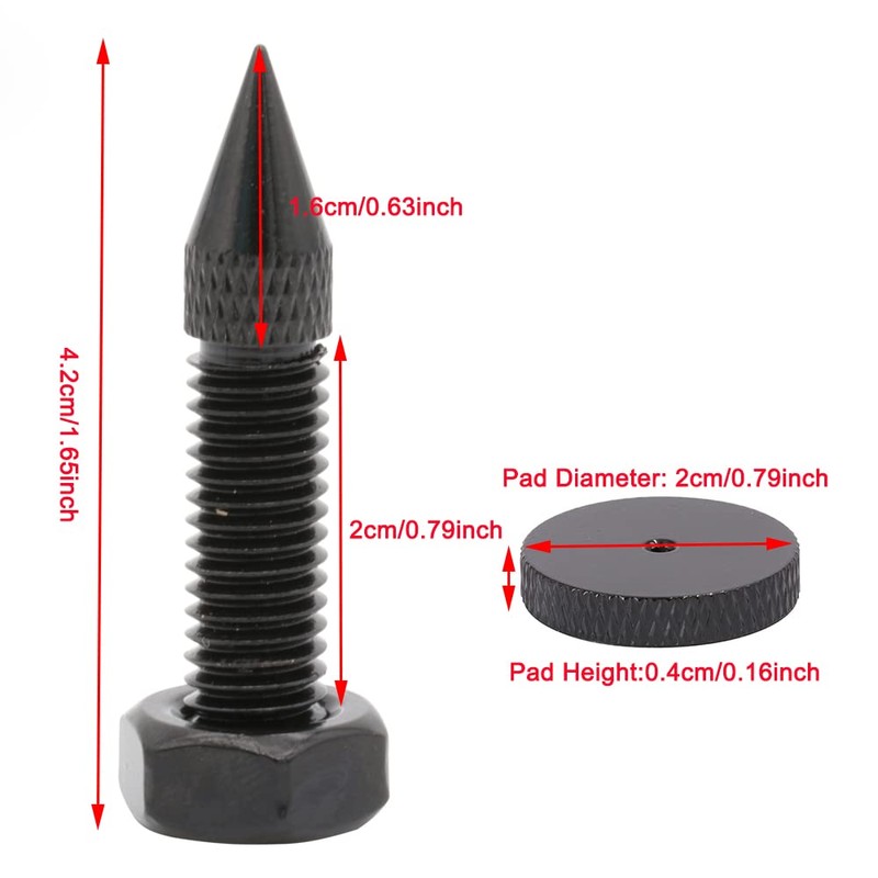 Flushbay 4-Pack Speaker Spikes M8 Black Audio Speaker Insulator Carbon