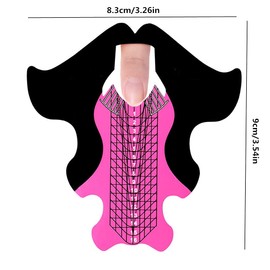 100pcs Extra Long Art Nail Extension Paper Nail Art Tips Guide Sticker French DIY Tool UV Gel Form Guide Stickers (Fish Patten Pink)