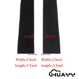 HUAYY - Tela de nailon para coser en gancho y bucle de estilo no calcomanía, color negro, Negro, 2in x 5yd