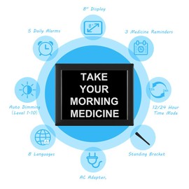 [8 Alarm Options] Extra Large Day Date Month Clock for Elderly-Digital Calendar Day Dementia Clocks for Seniors with Level 1-10 Auto Dimmable Memory Loss Clock