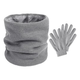 HDGSAFD 1 Gestrickter Halswärmer Und 1 Paar Thermohandschuhe, Halswärmer, Winddichter Halswärmer, Weicher, Elastischer Halswärmer