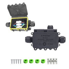 Outdoor Junction Box Waterproof IP68, 3 Way M20 Coaxial Underground Cable Connector Electrical External Power Cord Boxes 2PCS