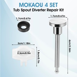 2 Set Tub Spout Diverter Repair Kit, Including 2pcs Cup Seal, 2pcs Diverter Gate and 2pcs Diverter Valve Stems, Tub Spout Replacement Part for Shower Tub Faucet Diverter Spouts