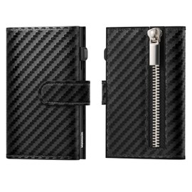Manmaxim Men's Wallet with Coin Compartment, Slim Wallet with RFID Protection, Card Holder, Men's Card Holder, Men's Wallet, A02 - Carbon Black, Modern
