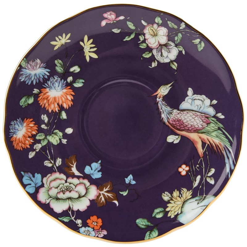 【正規輸入品】 ウェッジウッド(Wedgwood) ワンダーラスト ミッドナイト クレーン ティーカップ&ソーサー 180ml 結婚祝い プレゼント