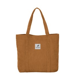 Azonelife Women's Corduroy Bag, Shoulder Bag, Large Capacity Tote Bag, Corduroy Bag, Shopper Bag, Fabric Bags, Tote Bag for School, Work, Travel, Shopping, dark brown