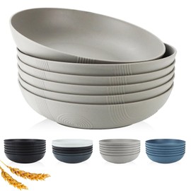 PYRMONT 65oz Wheat Straw Bowls-10 inches Large Salad Bowls Set of 6,Bowls for Kitchen,Shallow Serving Bowls,Lightweight & Unbreakable,Microwave & Dishwasher Safe,BPA-Free