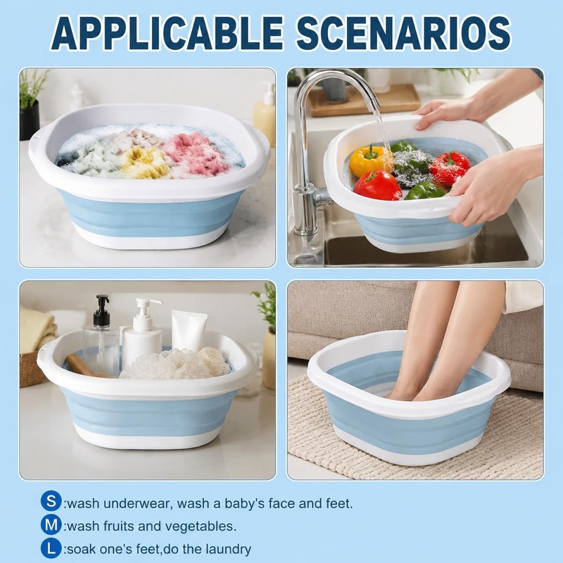Admygo Thickened Collapsible Washing Up Bowl, Space Saving Camping Sink