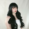 Long Curly Wavy Wig with Bangs Women Fashionable Synthetic Heat
