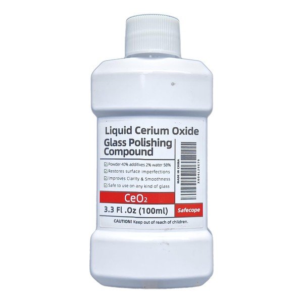 Safecope 3.3fl. oz (100ml) Liquid Glass Polishing Cerium Oxide Scratch