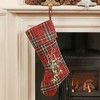 Dibor Festive Tartan Stocking with Mistletoe Embellishment and Hanging Loop