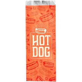 OCS Parts 250-Count 9" Printed Foil Hot Dog Bags | Heavy Duty Grease Resistant Heat Retention Hot Dog Bags for Home, to Go, Take Out, Delis, School Lunches, Food Trucks and Concession Stands