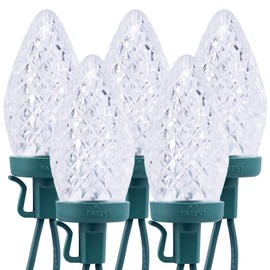 C9 Led Christmas String Lights, 50 Led 33 Feet Outdoor Waterproof Strawberry Lights, Extendable Green Wire String Lights for Indoor Outside Patio Wedding Party Commercial Decoration, White