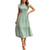 Summer Dress Flutter Short Sleeve Casual Dresses Cross Smocked Midi