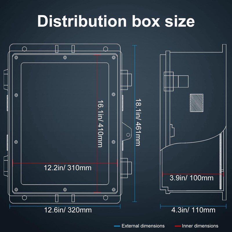 Namunanee Outdoor Electrical Junction Box with High Power Outlet, ABS