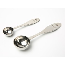 LeafLoveLife Coffee Scoop - Stainless Steel Tablespoon Measuring Coffee Scoop - Perfect For Scooping Coffee, Cocoa, Tea, Protein Powder, Spices and More - Dishwasher Safe - Pack of 2 (Medium & Large)