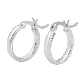 Silverly 925 Silver Small Hoops - Chunky Flat Tube Hoop Earrings for Women 17 mm - 925 Silver Jewellery Ladies Gifts - Saddleback Modern Classic Design