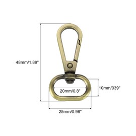 sourcing map 15Pcs Swivel Clasps, 0.8 Inch Oval Ring Lobster Clasp Claw Metal Push Gate Snap Hook for Purse Making Keychain Belt Strap, Brass