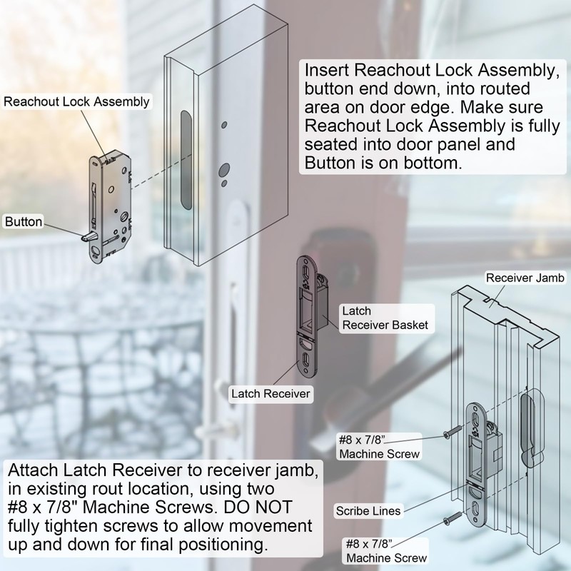 Andersen 2-Panel Sliding Patio Door Lock and Receiver Kit Replacement