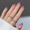 YOSOMMK Purple Gradient Short Press on Nails Almond Shaped Cat