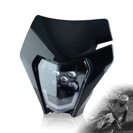 MCHMFG Dirt Bike Headlight Dirtbike LED Headlights Kit Motorcycle Head Lamp Light Kit Universal for Most Dirt Pit Enduro Bike Motorcycle Headlamp Frontlight for ATV (Black)