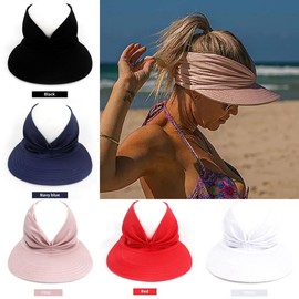 Turbans Sun Visor Hat - Classic Design for Sun Protection, Comfortable Fit, Ideal for High Ponytail open  hats - Color: Black