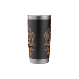Steampunk Cat With Hat Graphic Design Cat Lover Art Fantasy Stainless Steel Insulated Tumbler