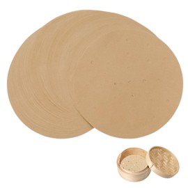 YUYUDEHM 100 PCS Unbleached Bamboo Steamer Liners, 8 Inch Steamer Basket Liners With Holes, Round Air Fryer Parchment Paper