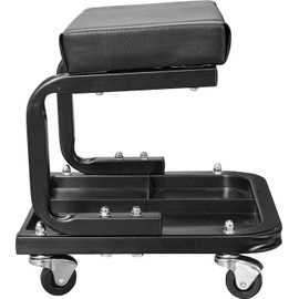 Torin ATR6300B-1 Rolling Creeper Garage/Shop Seat: Padded Mechanic Stool with Tool Tray Storage, Black